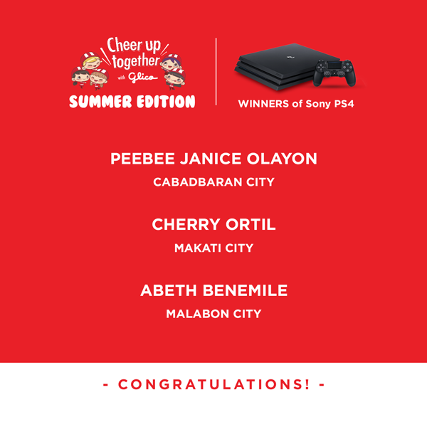 Cheer Up Together with Glico: Summer Edition Promo Winners